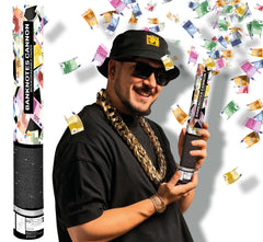 Canon à confettis avec billets 40 cm / La Maison Du Déguisement