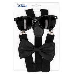 Set Classic Noir / Kit Lunettes de Fête, Nœud Papillon et Bretelles / La Maison Du Déguisement
