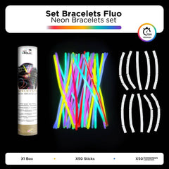 Bracelets fluo multicolores par 50 / Tube 50 bracelets lumineux fluo / La Maison Du déguisement