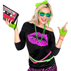 Mitaines En Résille Vert Fluo / Gants Résille Neon Vert / Gants En Maille Vert Fluo / La Maison Du Déguisement