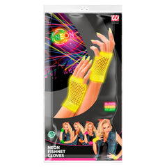 Mitaines En Résille Jaune Fluo / Gants Résille Jaune Fluo / Gants En Maille Jaune Fluo / La Maison Du Déguisement