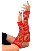 Gants Mitaines En Résille Mi-longs Rouge / Mitaines Longues Filet Rouge / La Maison Du Déguisement
