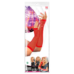 Gants Mitaines En Résille Mi-longs Rouge / Mitaines Longues Filet Rouge / La Maison Du Déguisement