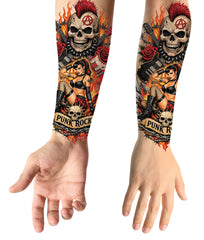 Tatouage Punk Crâne et Pin-up / Faux Tatouage Punk Rock En Couleur / La Maison Du Déguisement