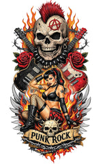 Tatouage Punk Crâne et Pin-up / Faux Tatouage Punk Rock En Couleur / La Maison Du Déguisement