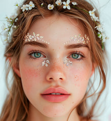 Strass Autocollant Pour Le Visage Fleurs Argent / Bijoux Paillettes Autocollantes Fleurs Argent / La Maison Du Déguisement