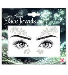 Strass Autocollant Pour Le Visage Fleurs Argent / Bijoux Paillettes Autocollantes Fleurs Argent / La Maison Du Déguisement