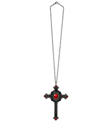 Collier Croix Gothique Gemmes Rouges / Chaînes Croix Gothique Noir / La Maison Du Déguisement