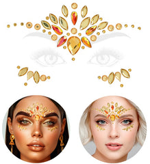 Strass Autocollant Pour Le Visage Diamants Jaune / Bijoux Paillettes Autocollantes Diamond Jaune / La Maison Du Déguisement