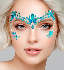 Strass Autocollant Pour Le Visage Reine des Neiges / Bijoux Paillettes Autocollantes Reine des Glaces Bleu / La Maison Du Déguisement