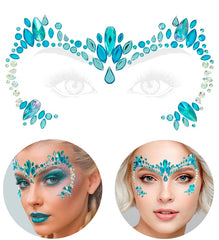 Strass Autocollant Pour Le Visage Reine des Neiges / Bijoux Paillettes Autocollantes Reine des Glaces Bleu / La Maison Du Déguisement