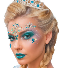 Strass Autocollant Pour Le Visage Reine Bleu / Bijoux Paillettes Autocollantes Princesse des Glaces Bleu / La Maison Du Déguisement