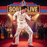 Déguisement Elvis BM Adulte / Costume Roi Du Rock’n’Roll Blanc Homme / La Maison Du Déguisement