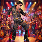 Déguisement Elvis Noir BM Adulte / Costume Roi Du Rock’n’Roll Noir Homme / La Maison Du Déguisement