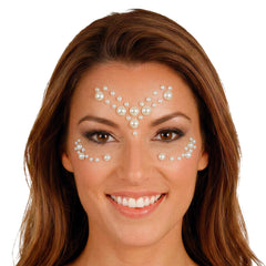 Strass Autocollant Pour Le Visage Perles Blanc / Bijoux Perles Paillettes Autocollantes / La Maison Du Déguisement