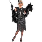 Location Déguisement Charleston Catherine Noir Luxe Adulte / Location Costume Robe Longue Gatsby Noir Femme / Location costume Charleston Gatsby Année 20 Rugissant / La Maison Du Déguisement