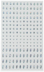 Bijoux Visages Strass Argent / Strass Autocollant Visage argent / Bijoux visages strass assortis 9x15 cm / La Maison Du Déguisement