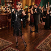 Location Déguisement Charleston Catherine Noir Luxe Adulte / Location Costume Robe Longue Gatsby Noir Femme / Location costume Charleston Gatsby Année 20 Rugissant / La Maison Du Déguisement