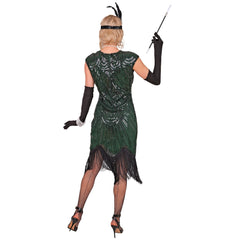 Location Déguisement Charleston Catherine Vert Luxe Adulte / Location Costume Robe Longue Gatsby Vert Femme / Location costume Charleston Gatsby Année 20 Rugissant / La Maison Du Déguisement