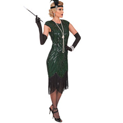 Location Déguisement Charleston Catherine Vert Luxe Adulte / Location Costume Robe Longue Gatsby Vert Femme / Location costume Charleston Gatsby Année 20 Rugissant / La Maison Du Déguisement