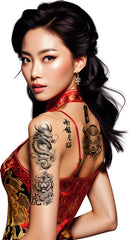 Tatouage Asiatiques éphémères / Faux Tatouages Dragon et Motifs Asiatiques éphémères / La Maison Du Déguisement