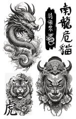 Tatouage Asiatiques éphémères / Faux Tatouages Dragon et Motifs Asiatiques éphémères / La Maison Du Déguisement