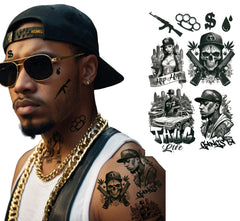 Tatouage Hip-Hop et Gangsta éphémères / Faux Fatouages Thug Life et Gangsta éphémères / La Maison Du Déguisement