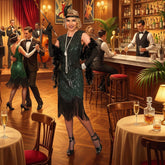 Location Déguisement Charleston Catherine Vert Luxe Adulte / Location Costume Robe Longue Gatsby Vert Femme / Location costume Charleston Gatsby Année 20 Rugissant / La Maison Du Déguisement