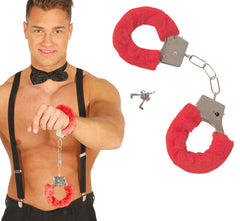 Menottes Rouge Avec Fourrure / Menottes Métalliques Avec Fourrure Rouge / Menottes En Velours Rouge / La Maison Du Déguisement