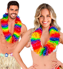 Collier Hawaïen Multicolore Luxe / Collier de Fleurs Hawaï Luxe / La Maison Du Déguisement