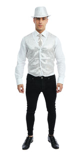 Gilet à Paillettes Argent / Gilet sans manche à sequins Argent / La Maison du Déguisement