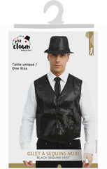 Gilet à Paillettes Noir / Gilet sans manche à sequins Noir / La Maison du Déguisement