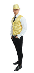 Gilet à Paillettes Or / Gilet sans manche à sequins Or / La Maison du Déguisement