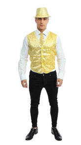 Gilet à Paillettes Or / Gilet sans manche à sequins Or / La Maison du Déguisement