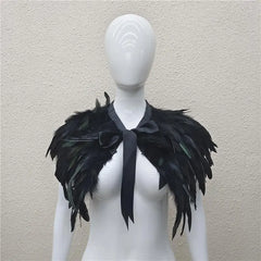 Echarpe en Plumes Noir BM / Cape Gothique en plumes noir / Châles en Plumes Noir élégants et uniques / La Maison Du Déguisement