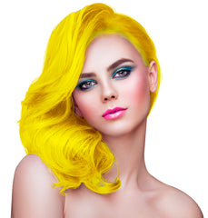 Bombe cheveux couleur jaune / Laque cheveux jaune / Spray laque cheveux jaune / La Maison Du déguisement