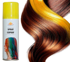 Bombe cheveux couleur jaune / Laque cheveux jaune / Spray laque cheveux jaune / La Maison Du déguisement