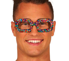 Lunettes Fantaisie à strass Multicolore / Lunettes pop multicolore / La Maison Du Déguisement