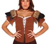 Veste Simili Cuir Marron Femme / Corset Guerrier Médiévale / Gilet Viking Marron / La Maison Du Déguisement