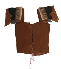 Veste Simili Cuir Marron Femme / Corset Guerrier Médiévale / Gilet Viking Marron / La Maison Du Déguisement