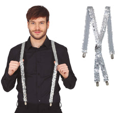 Bretelles sequins Argent / Meilleures Bretelles Sequins Argent / La Maison du Déguisement