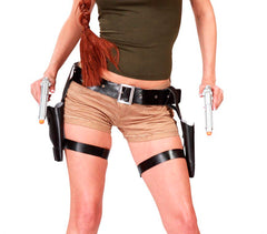 Cartouchière Double Avec Pistolets Luxe / Ceinture Lara Double Avec Pistolets / Ceinture Holster Lara Croft Avec 2 Pistolets / La Maison Du Déguisement
