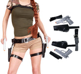 Cartouchière Double Avec Pistolets Luxe / Ceinture Lara Double Avec Pistolets / Ceinture Holster Lara Croft Avec 2 Pistolets / La Maison Du Déguisement