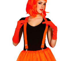 Bretelles Oranges fluo élastiques / Bretelles Oranges fluo / La Maison Du Déguisement