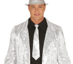 Cravate à Sequins Argent / Cravate Spangles Argent / Cravate Paillettes Argent / La Maison Du Déguisement