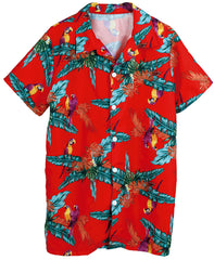 Déguisement Chemise Hawaïenne Rouge / Déguisement Chemise Hawaii Rouge Avec Perroquets / La Maison Du Déguisement