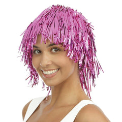 Perruque Disco Métallique Rose / Perruque Disco Lamé Rose / La Maison du Déguisement