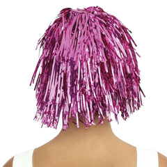 Perruque Disco Métallique Rose / Perruque Disco Lamé Rose / La Maison du Déguisement