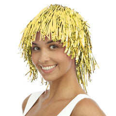 Perruque Disco Métallique Doré / Perruque Disco Lamé Or / La Maison du Déguisement