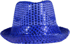 Chapeau Borsalino Sequins Bleu / Chapeau Popstar Sequins Bleu / La Maison du Déguisement